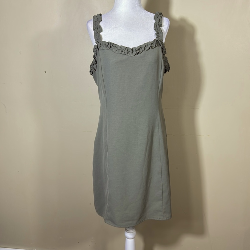 C'isa Cement Ruffled Strap Women's Summer Dress lined Size Large NWOT - Picture 7 of 8